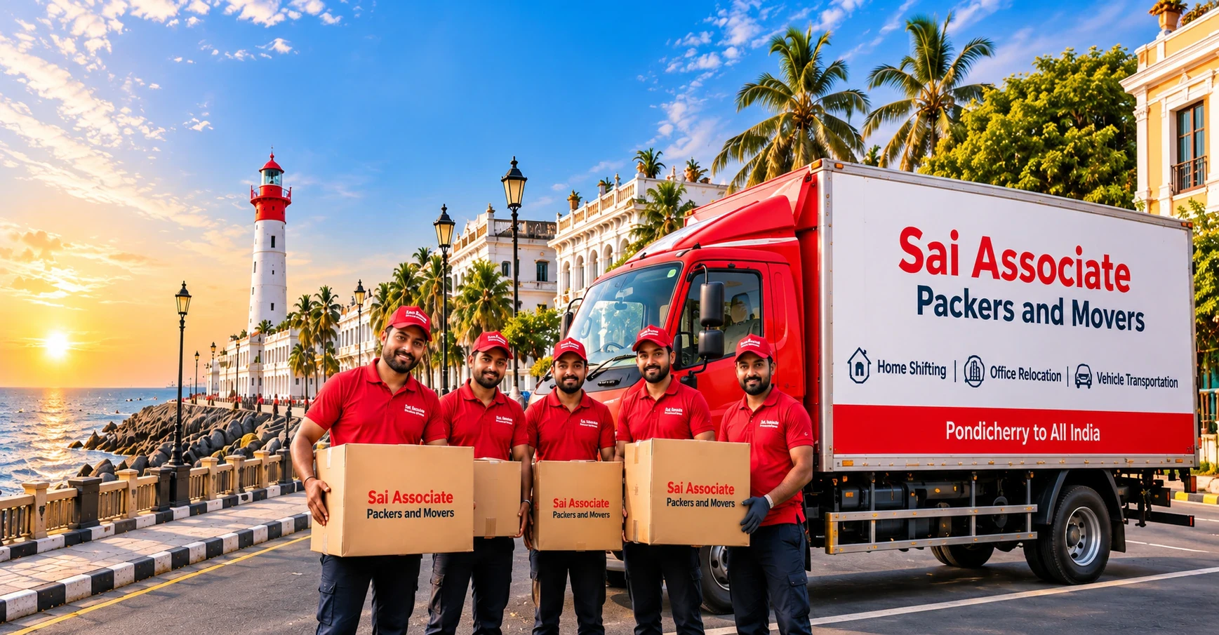 Sai Associate Packers and Movers team handling professional household relocation in Pondicherry