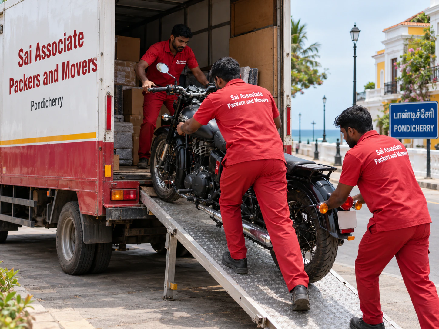 Movers handling bike transportation in Pondicherry
